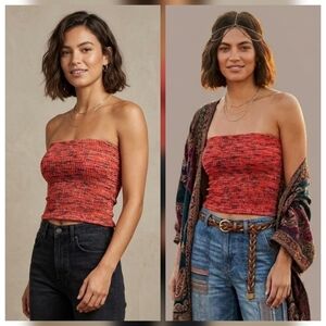 3/25$ Boho Chic Smocked Crop Tube Top - Textured Knit,Y2K Aesthetic, one size